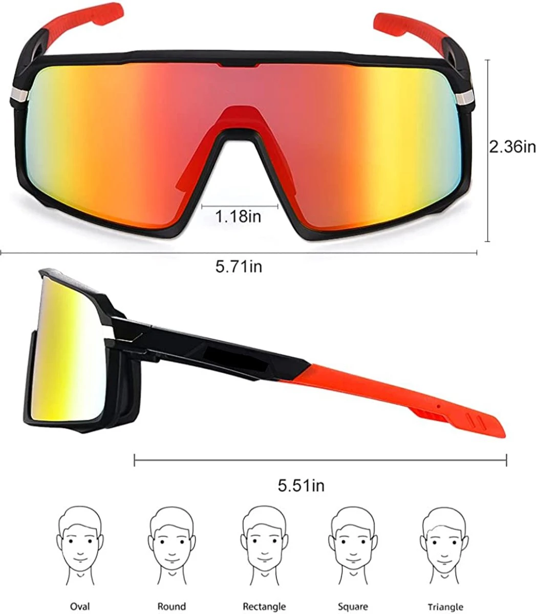 DOWO® - Fietsbrillen - Sportbrillen - Professionele Fietsbril - Lichtgewicht Racefiets - Afbeelding 3