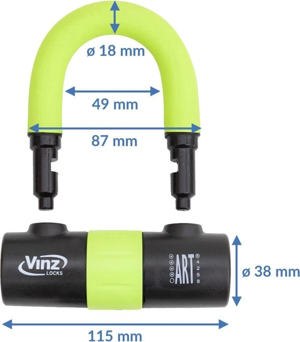 VINZ Dinara Schijfremslot / Motorslot / Scooterslot ART4 - Geel - Afbeelding 4