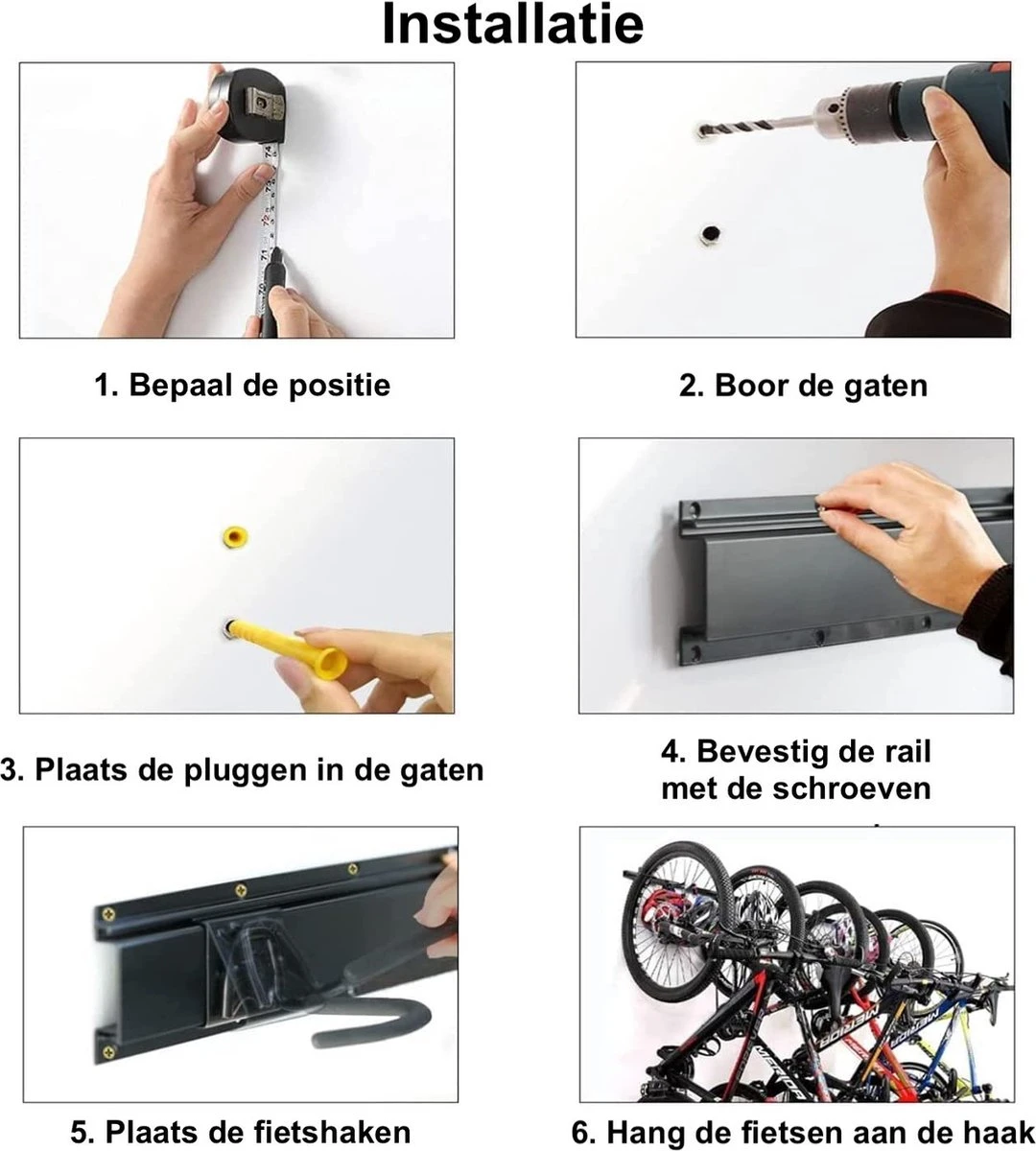 SODEAL Fiets Ophangsysteem - Fietshaak - Fiets Ophangbeugel - Muurbeugel Fiets - Fietsenrek - Fietsbeugel - Afbeelding 2