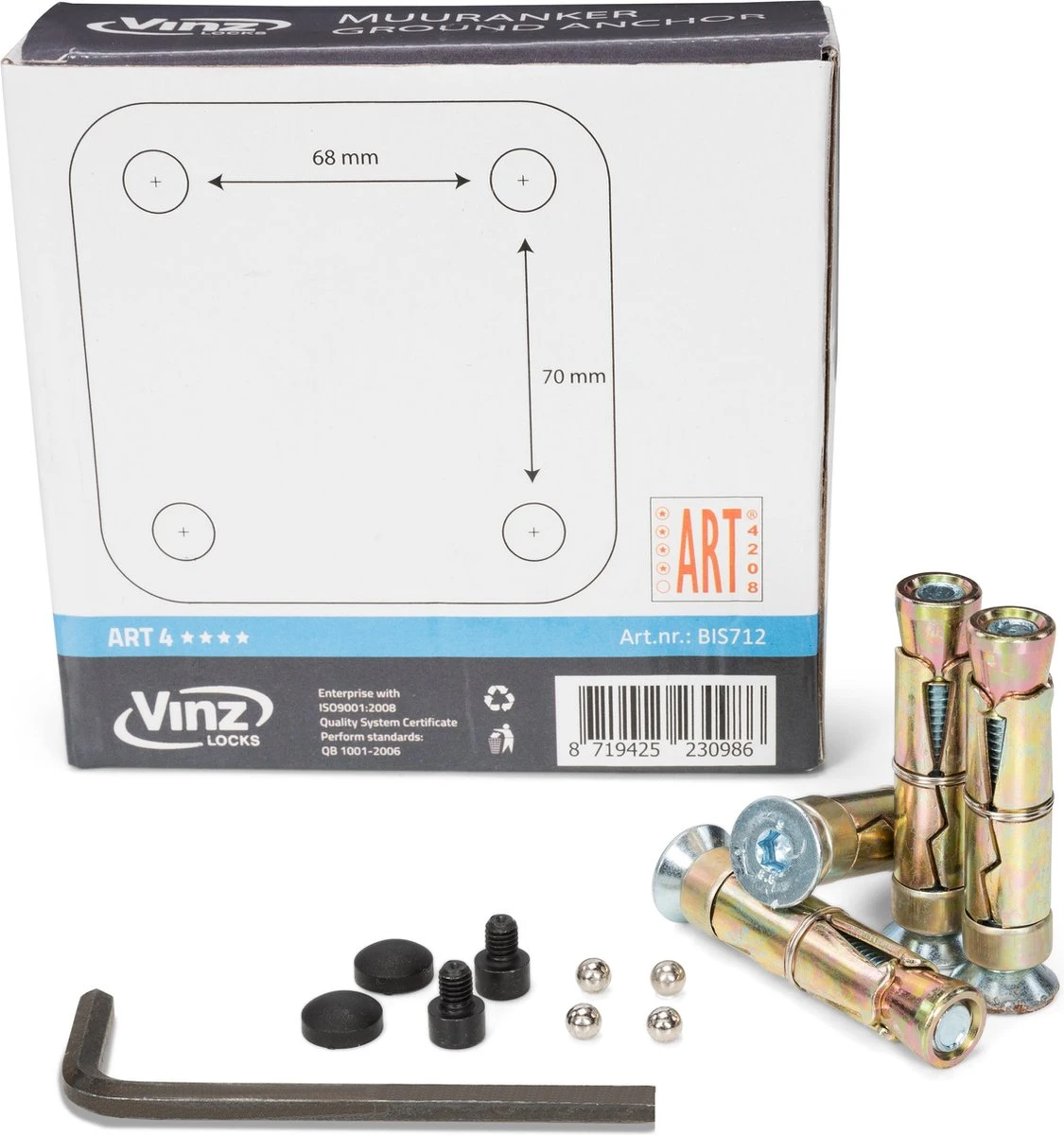 VINZ Everest ART 4 Goedgekeurd Muuranker / Wandanker / Vloeranker / Muurbeugel - Afbeelding 4