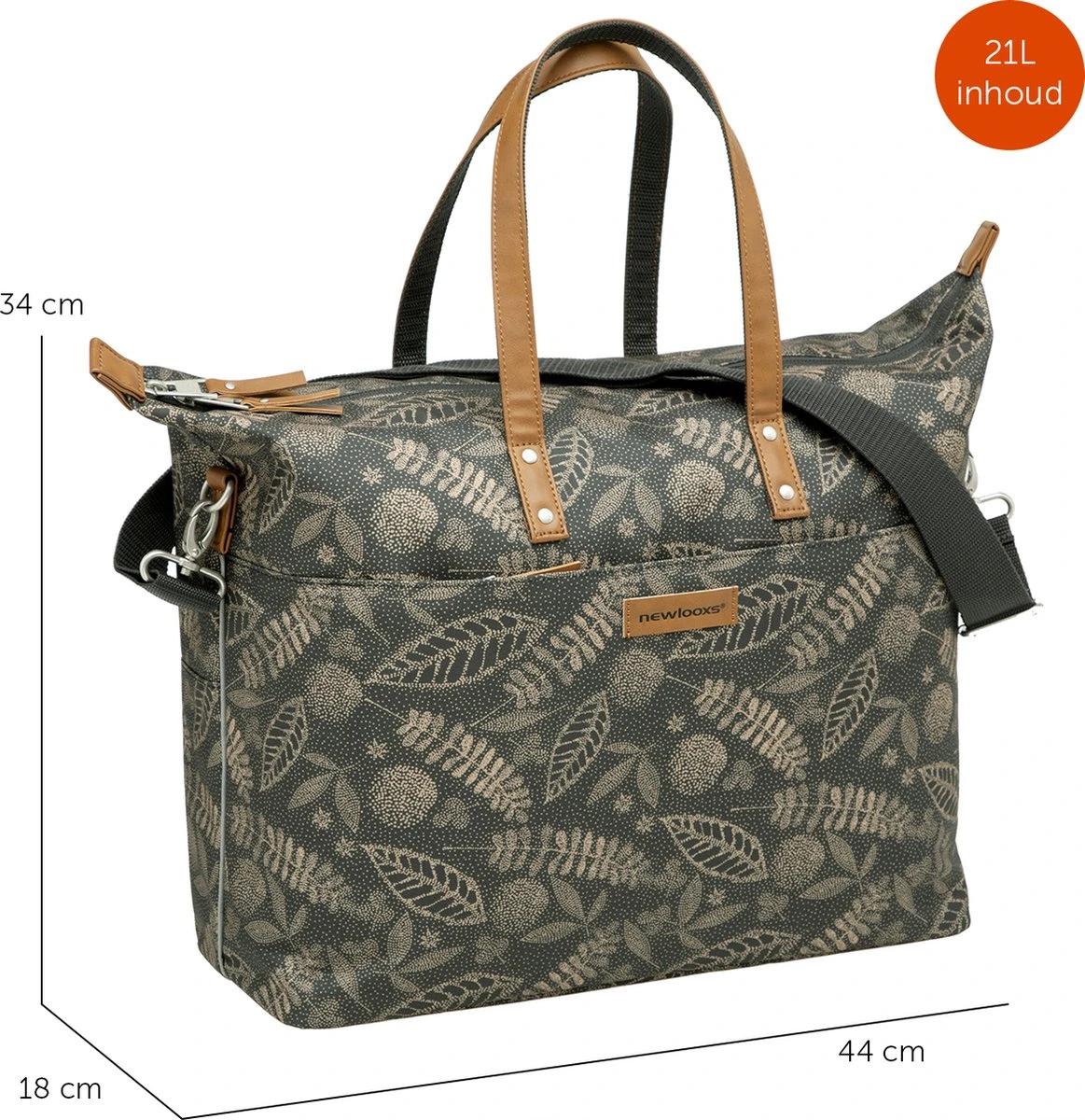New Looxs Tendo Forest Enkele Fietstas Laptoptas Shopper - 15 Inch Laptopvak - 21 Liter - Antraciet - Afbeelding 4