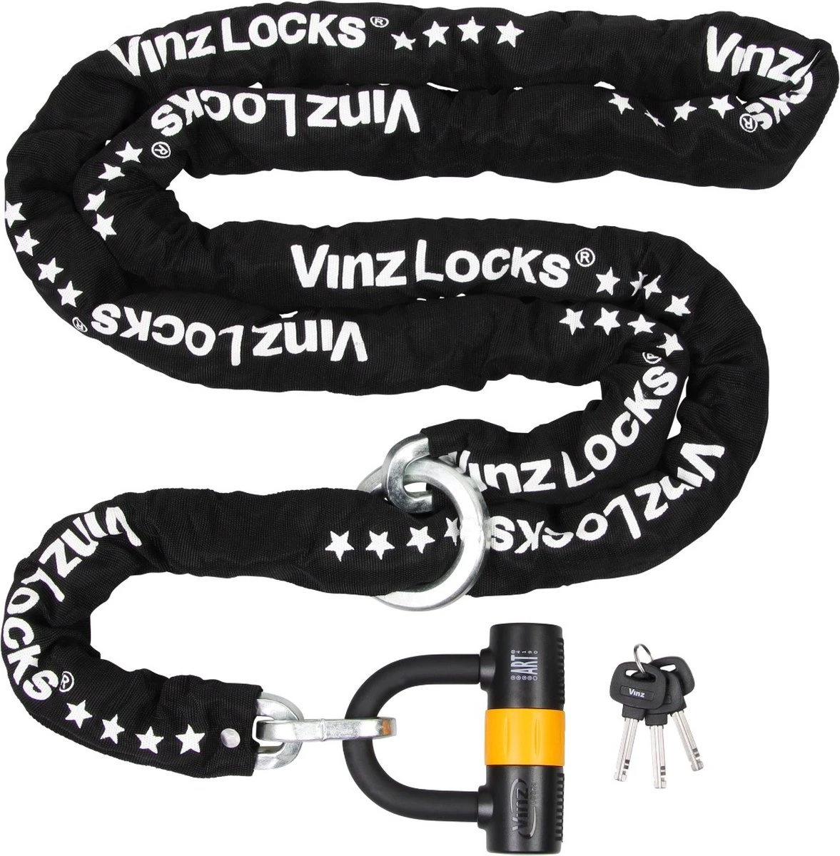 VINZ Trivor ART 4 Kettingslot - 300 Cm Motorslot Van Gehard Staal Met Ring / Scooterslot Met Hangslot / Bootslot 3 Meter /Schijfremslot