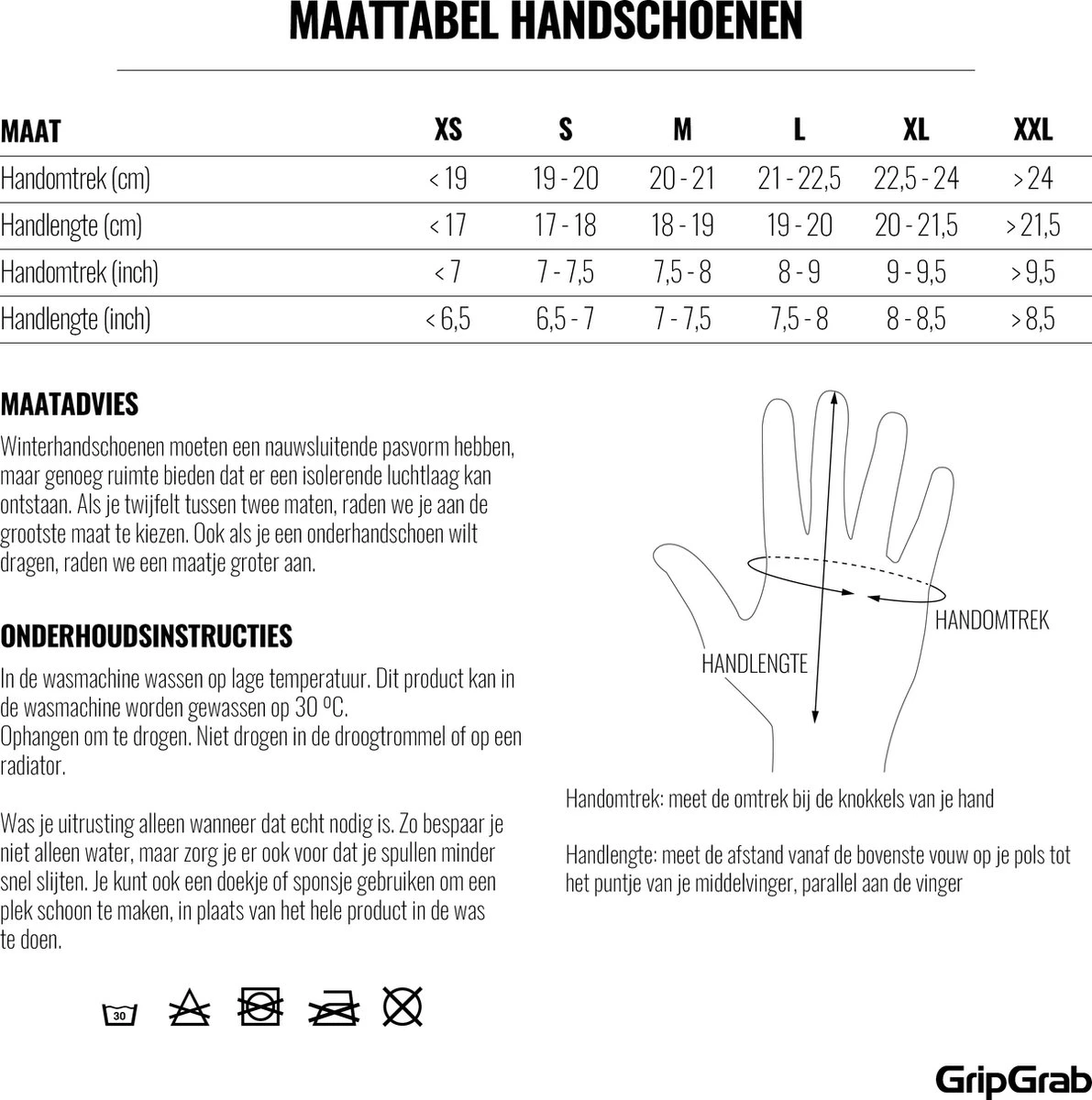 GripGrab - Ride Windproof Winter Gevoerde Padded Fietshandschoenen - Zwart - Unisex - Maat L - Afbeelding 5