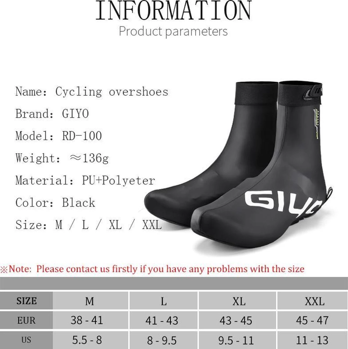 Giyo Overschoenen - Maat 44/45 (XL) - 1 Paar - Mountainbike - Wielrennen - Zwart - Wind En Waterdicht - Waterproof - Regen - Vorst - Afbeelding 3