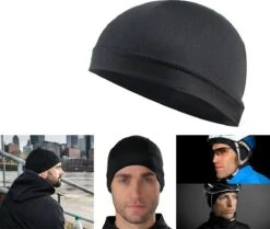 Merkloos Helmmuts - Fietsmuts - Helm Muts - Mutsje - Zwart - One Size - Sneldrogend - Ventilerend