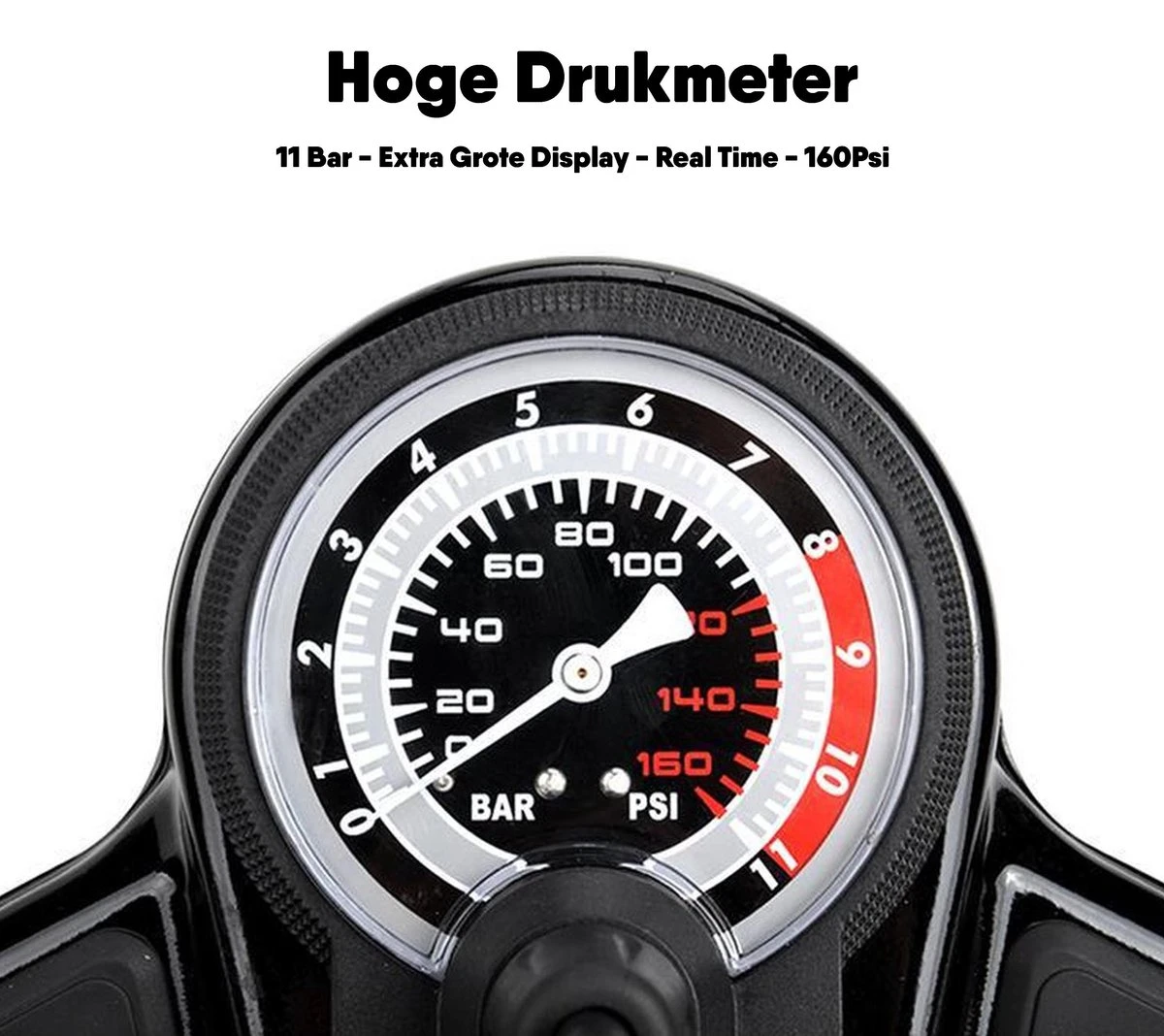 Matzwarte Fietspomp Met Drukmeter én Extra Ventielen - Multifunctioneel Mondstuk – Schrader En Presta – Aluminium Lichtgewicht Vloerpomp – Ballenpomp/ Scooterpomp/ Autobandenpomp - Afbeelding 3