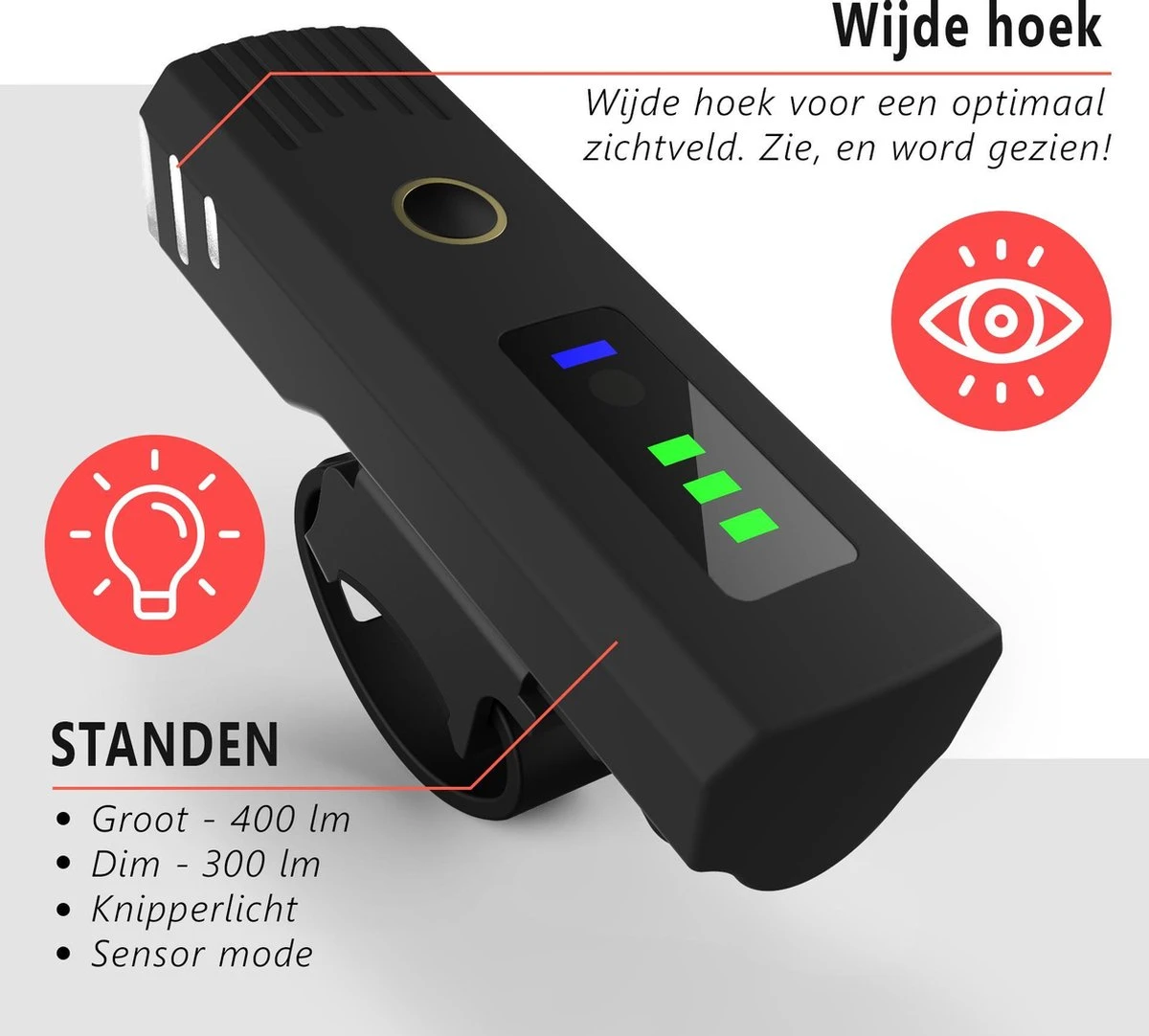 Trustic EVO | Fietsverlichting | Oplaadbaar | Fietslamp | Verschillende Standen | Licht Sensor | Waterbestendig | Set - Afbeelding 9