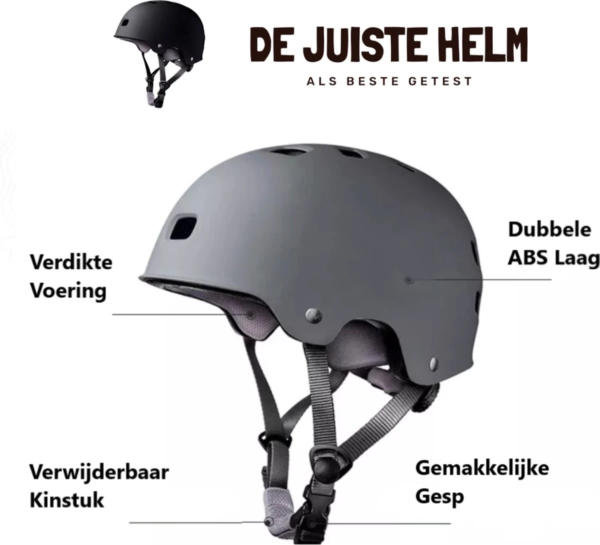 De Juiste Helm - NTA 8776 Helm - Scooterhelm, Fietshelm, E-chopperhelm, Speed-Pedelec Helm - Maat M - Zwart - Afbeelding 4
