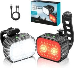Inlustro Fietslamp Set - Voorlicht / Achterlicht - LED Fietslampjes Rood En Wit - Fietslicht Koplamp - Waterdicht - USB Oplaadbaar
