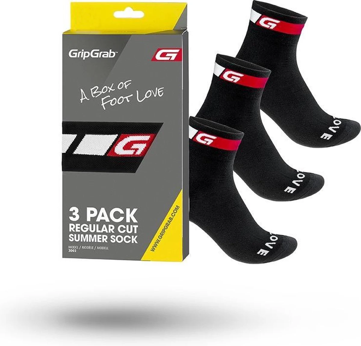 GripGrab - Classic Regular Cut Sokken 3PACK Zomerfietssokken - Zwart - Unisex - Maat M - Afbeelding 6