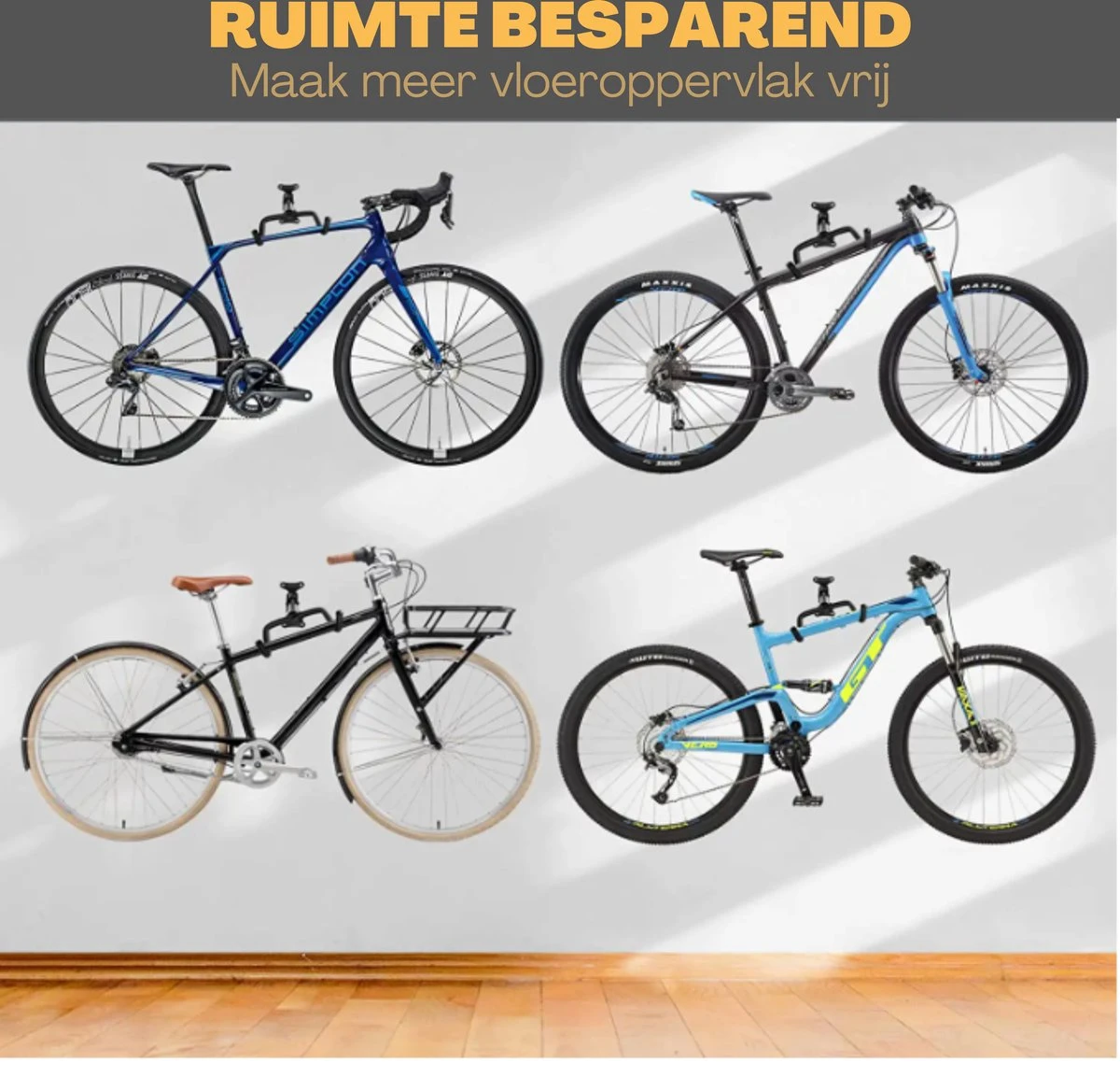 W&Z WallMount Fietsdrager - Ophangbeugel - Muurbeugel Fiets - Fietsbeugel - Opbergbeugel - Ophangsysteem - 2 Stuks - Afbeelding 8