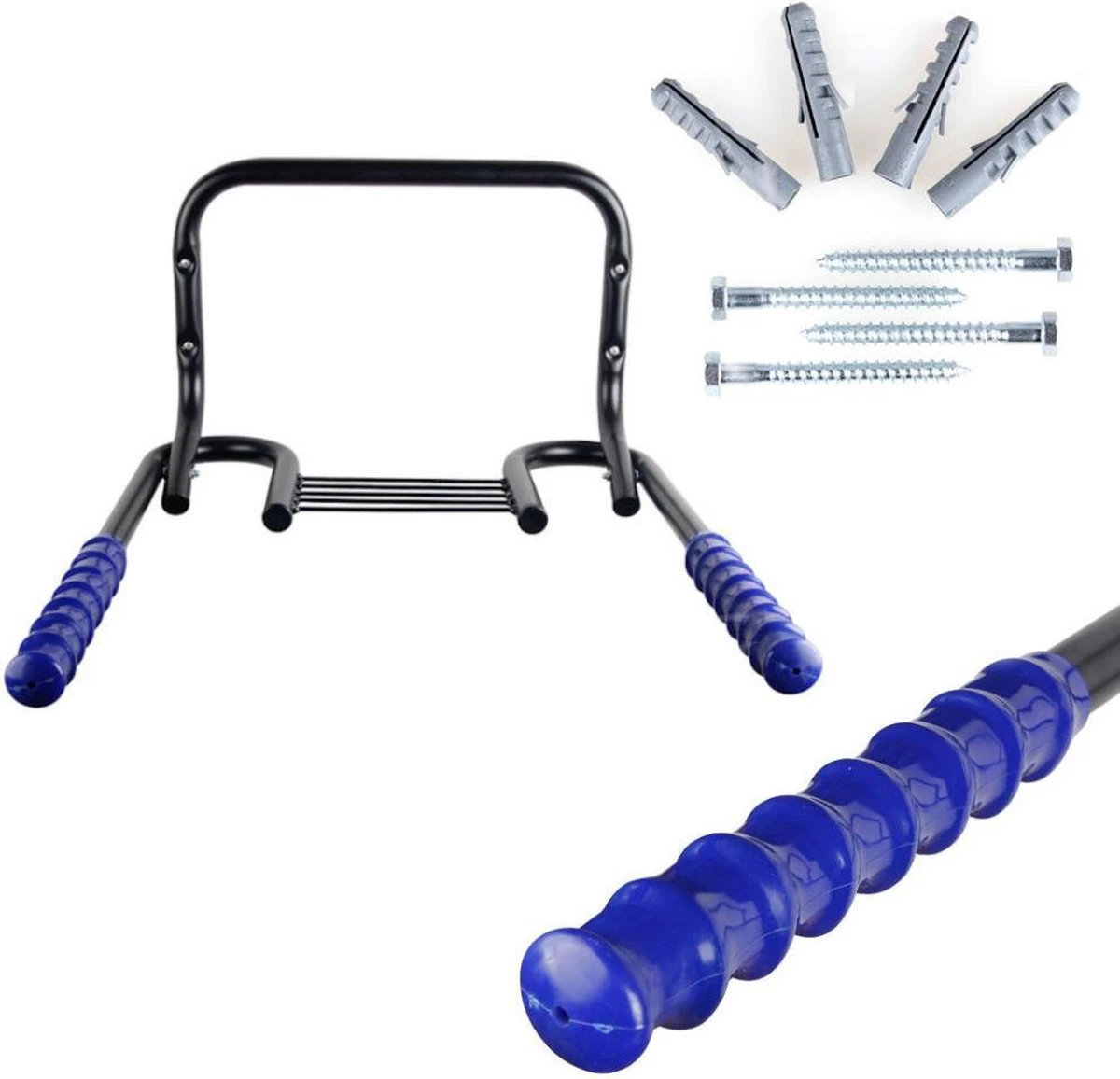 Merkloos Decopatent® Fiets Ophangsysteem Voor 2 Fietsen - Fietsenrek - Legplank Voor Helm - Fietshaak - Muurbeugel Fiets - Wandmontage - Afbeelding 3