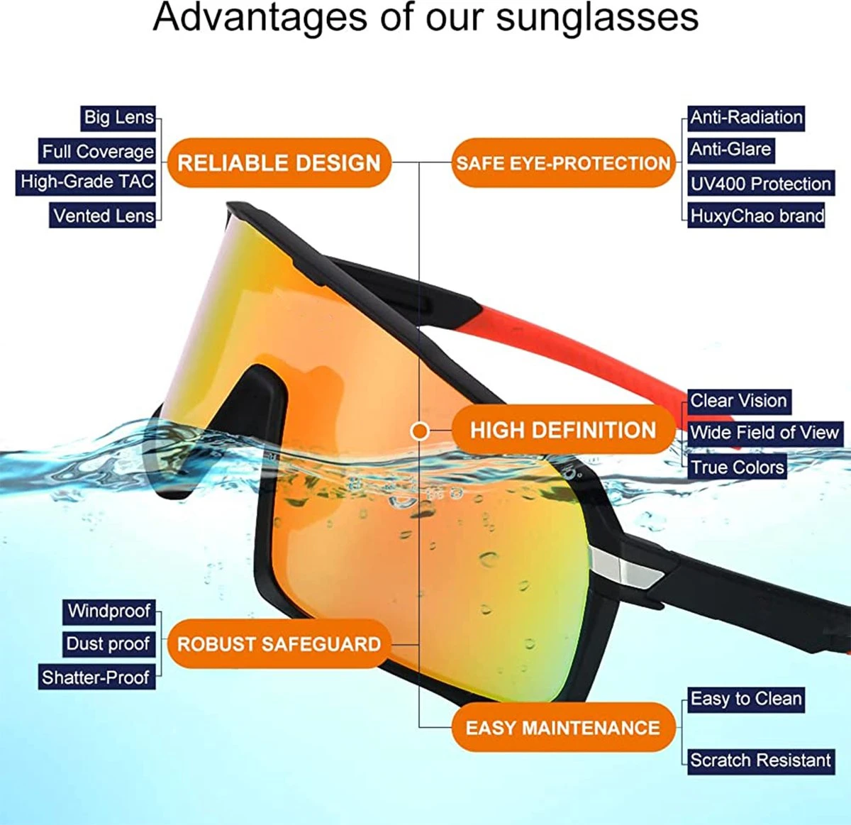 DOWO® - Fietsbrillen - Sportbrillen - Professionele Fietsbril - Lichtgewicht Racefiets - Afbeelding 4