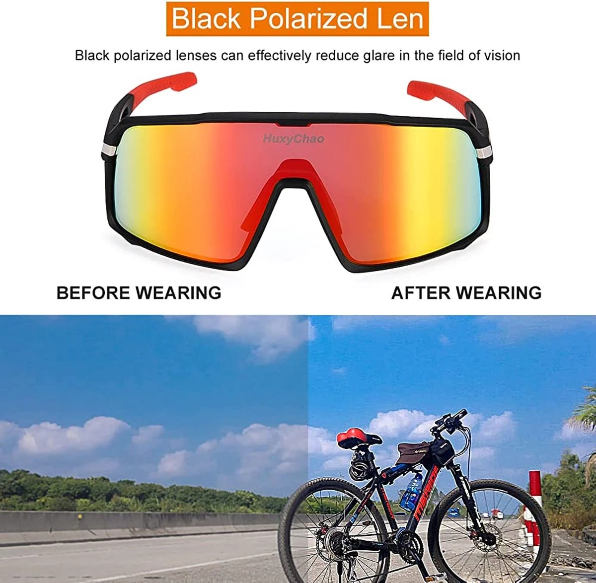 DOWO® - Fietsbrillen - Sportbrillen - Professionele Fietsbril - Lichtgewicht Racefiets - Afbeelding 8