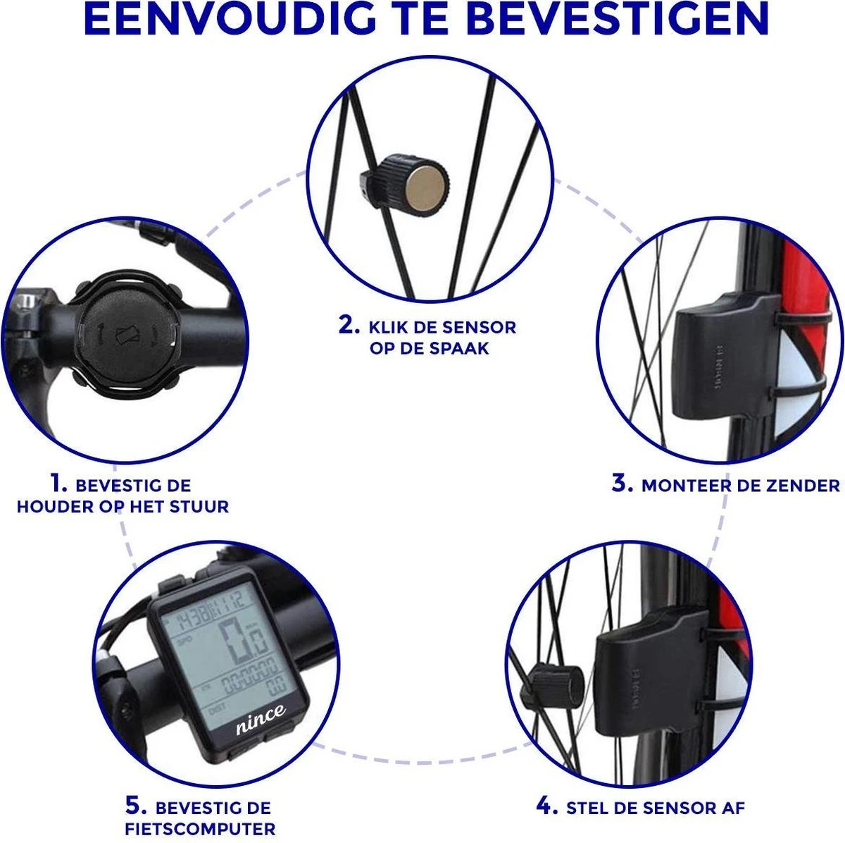 Nince Draadloze Fietscomputer Van Hoge Kwaliteit 2022 Model - Fiets Computer Draadloos Waterdicht - Afbeelding 4