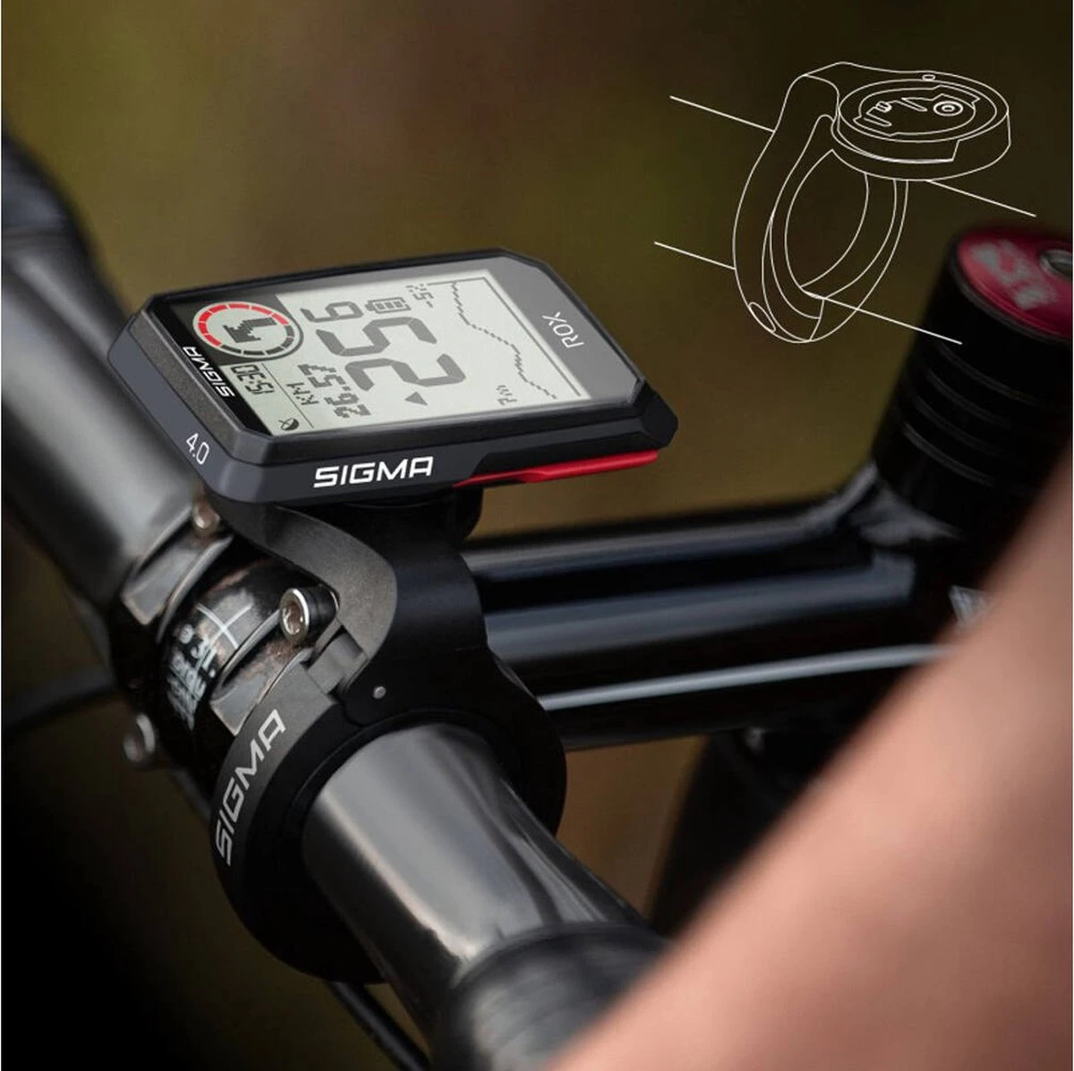 Sigma Sport ROX 4.0 GPS Fietscomputer - HR Top Mount Set - Zwart - Afbeelding 9