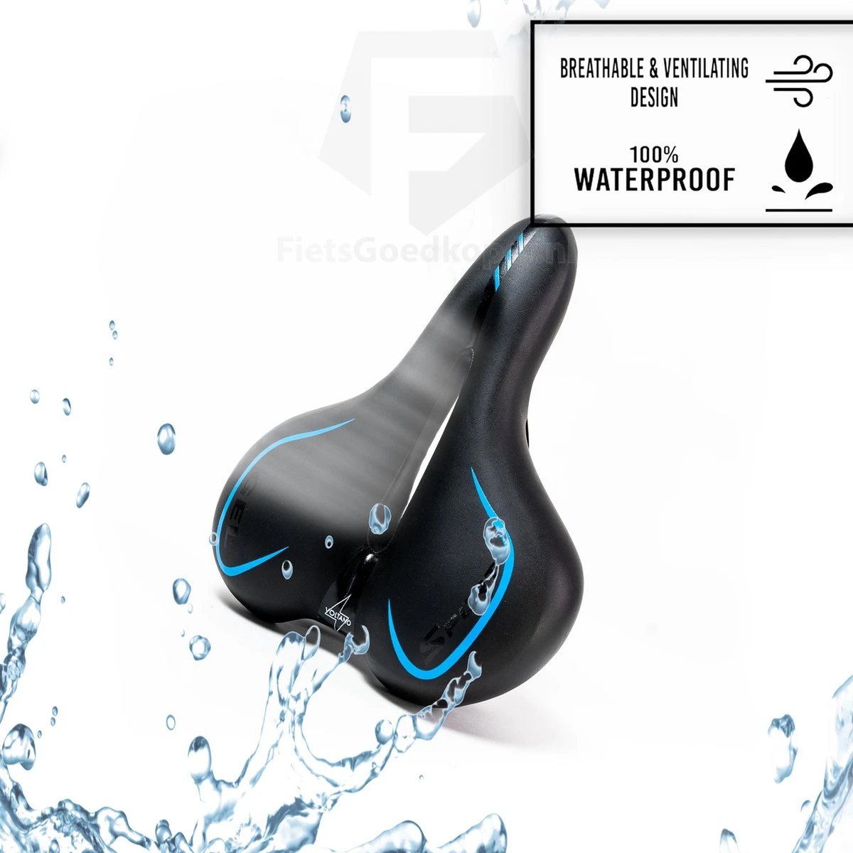Voltano City / Tour Fietszadel - Comfortabel Gel Zadel - Met Uitsparing - Unisex - Zwart / Blauw - Elastomeren Vering Voor Extra Comfort - Afbeelding 4