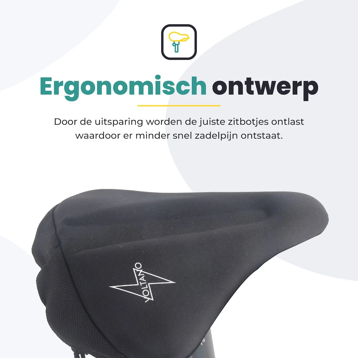 Voltano Luxe Gel Zadelhoes Fiets – Zwart – Met Uitsparing – Brede Fietszadels - 100% Waterdicht - Universele Zadeldek - Afbeelding 3