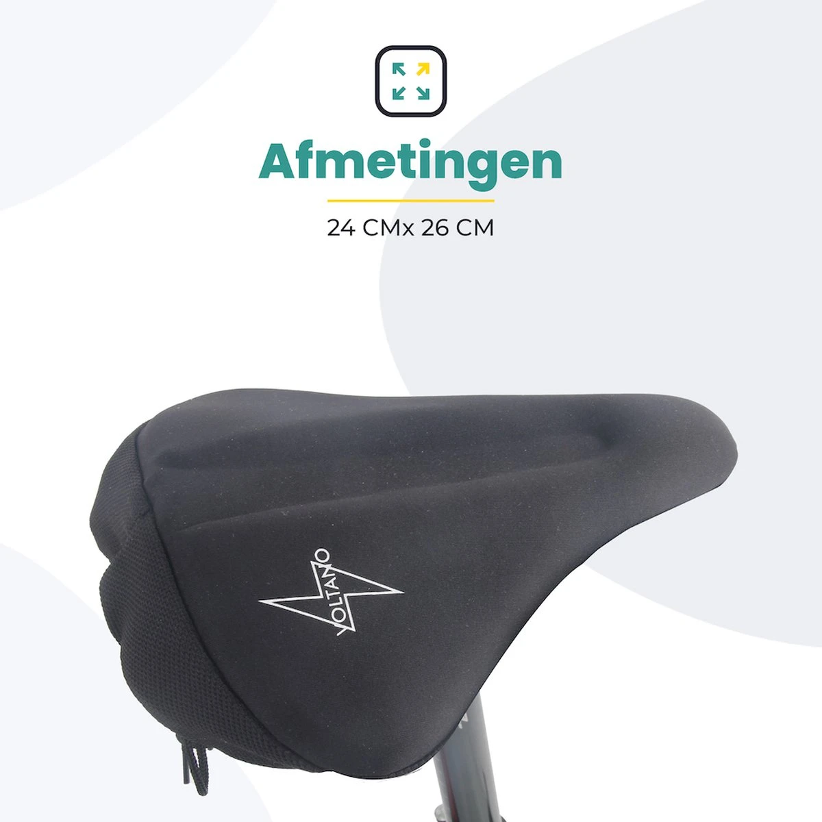 Voltano Luxe Gel Zadelhoes Fiets – Zwart – Met Uitsparing – Brede Fietszadels - 100% Waterdicht - Universele Zadeldek - Afbeelding 4