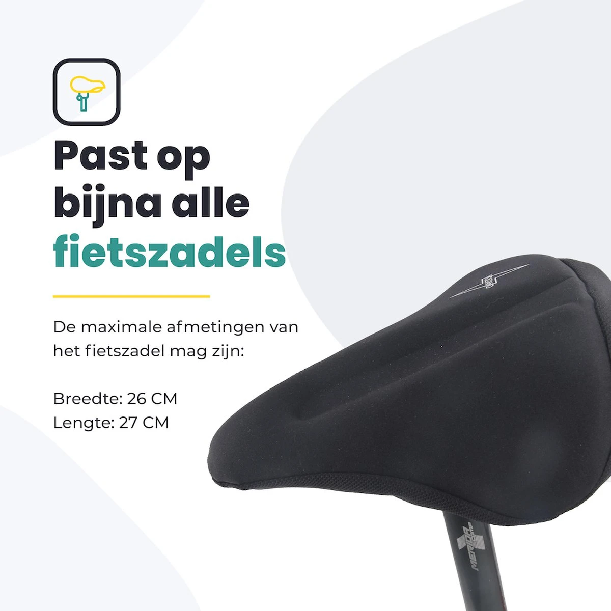 Voltano Luxe Gel Zadelhoes Fiets – Zwart – Met Uitsparing – Brede Fietszadels - 100% Waterdicht - Universele Zadeldek - Afbeelding 6