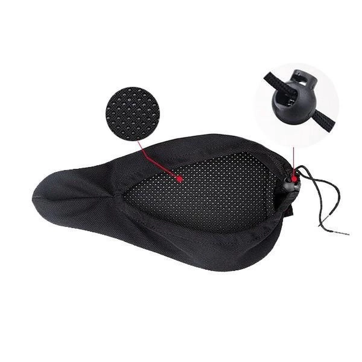 Merkloos 3D Fiets Zadelhoes - Cover - Overtrek - Uniseks - One Size - Volwassenen - Beschermkussen - Zwart - Afbeelding 5