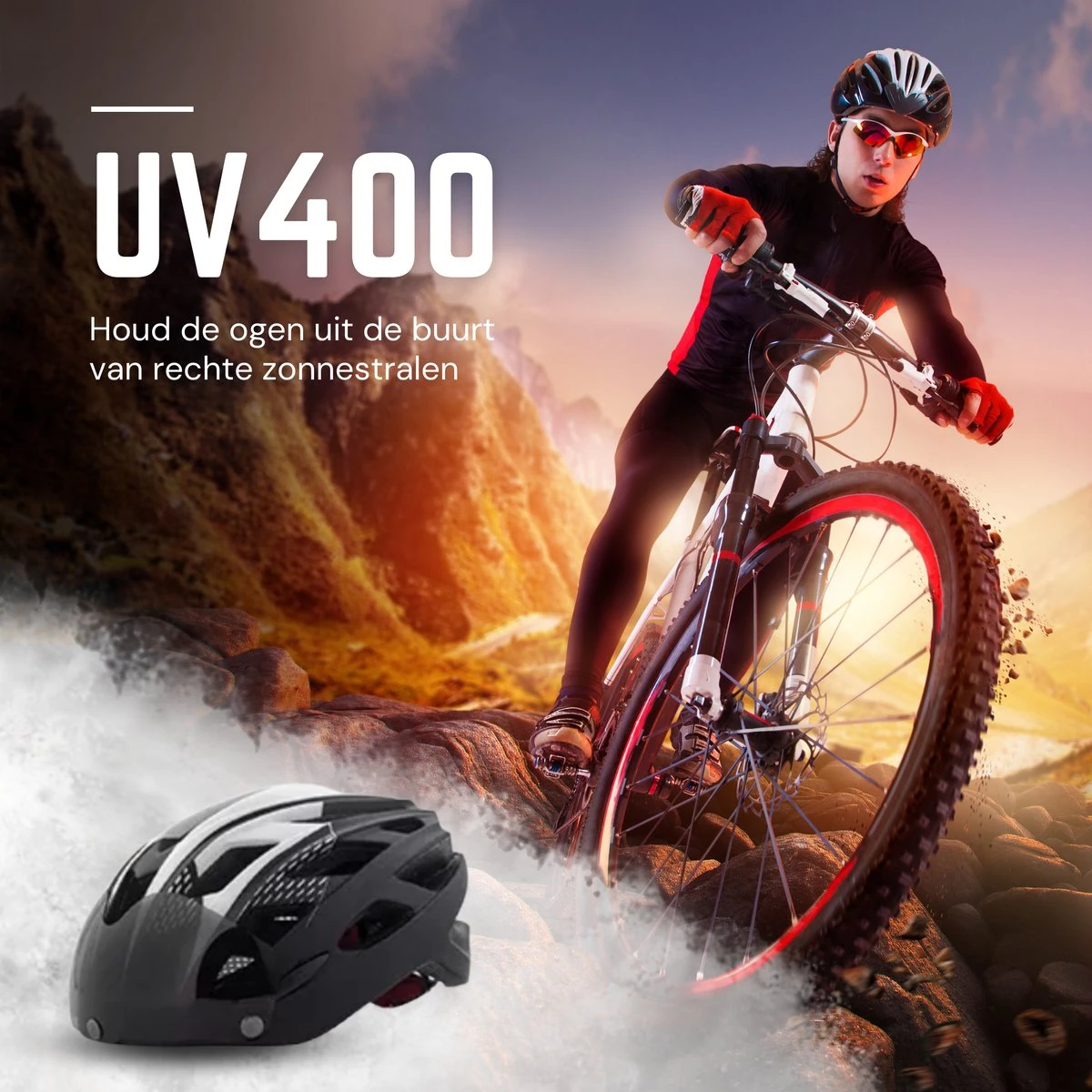 Rebela | Fietshelm | Helm | Hoofdbescherming | Sport Lights Matt Zwart- Wit | Heren-Dames | Medium 54/62cm - Afbeelding 4