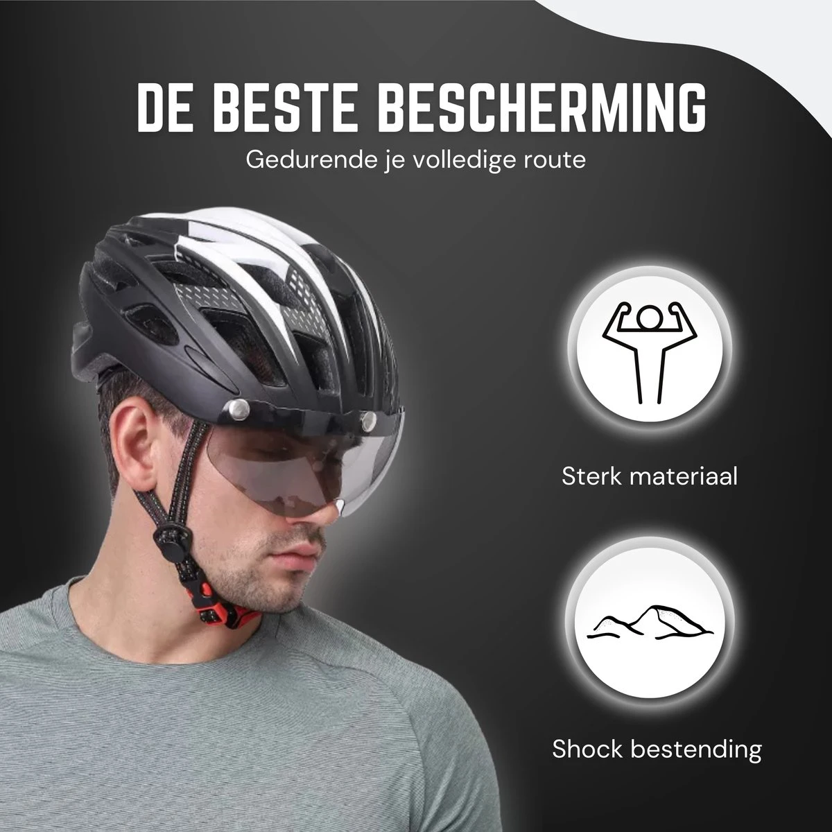 Rebela | Fietshelm | Helm | Hoofdbescherming | Sport Lights Matt Zwart- Wit | Heren-Dames | Medium 54/62cm - Afbeelding 5