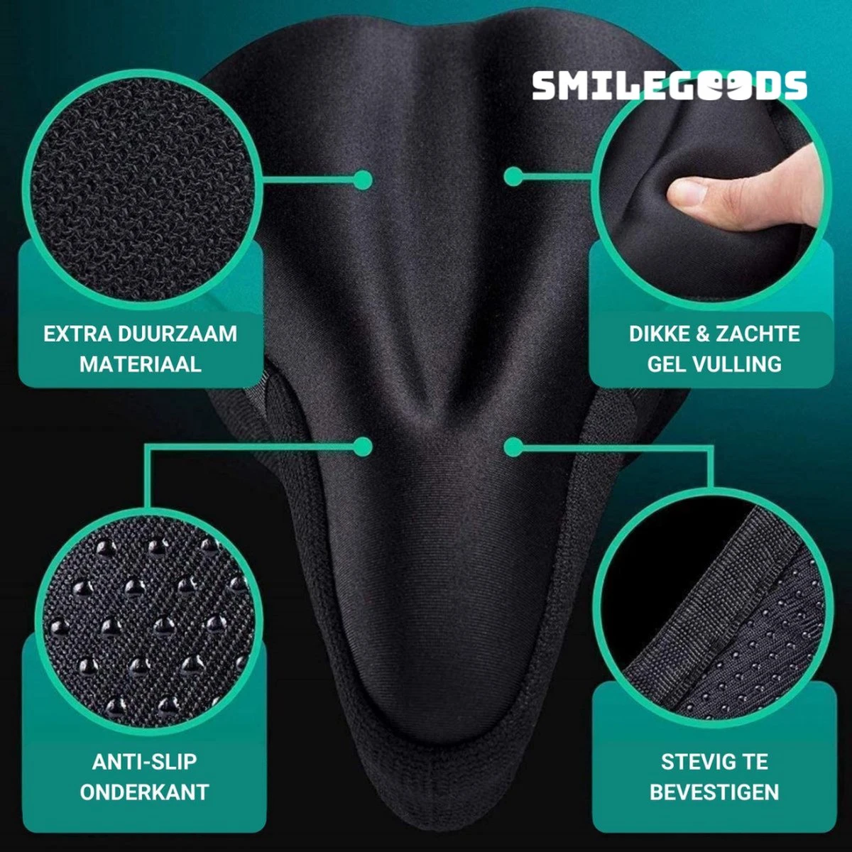 Smilegoods® Gel Zadelhoes Fiets 3D - Zadeldek - Zadelhoes Waterdicht - Zadeldek Fiets - Universeel Brede Zadels - Veiligheidsreflector Voor In Het Donker - Afbeelding 3
