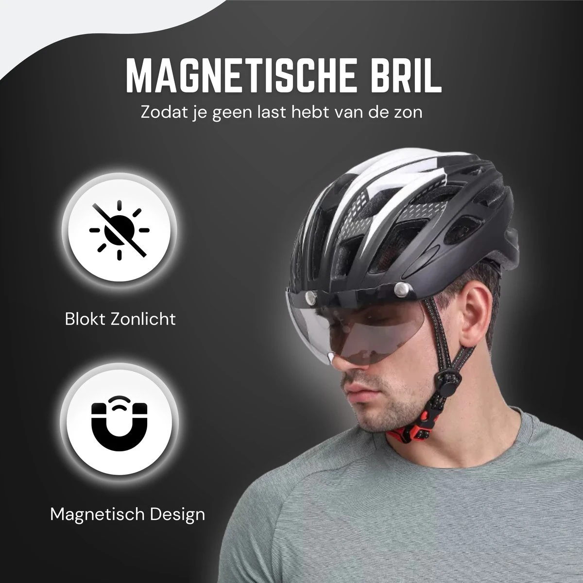 Rebela | Fietshelm | Helm | Hoofdbescherming | Sport Lights Matt Zwart- Wit | Heren-Dames | Medium 54/62cm - Afbeelding 6