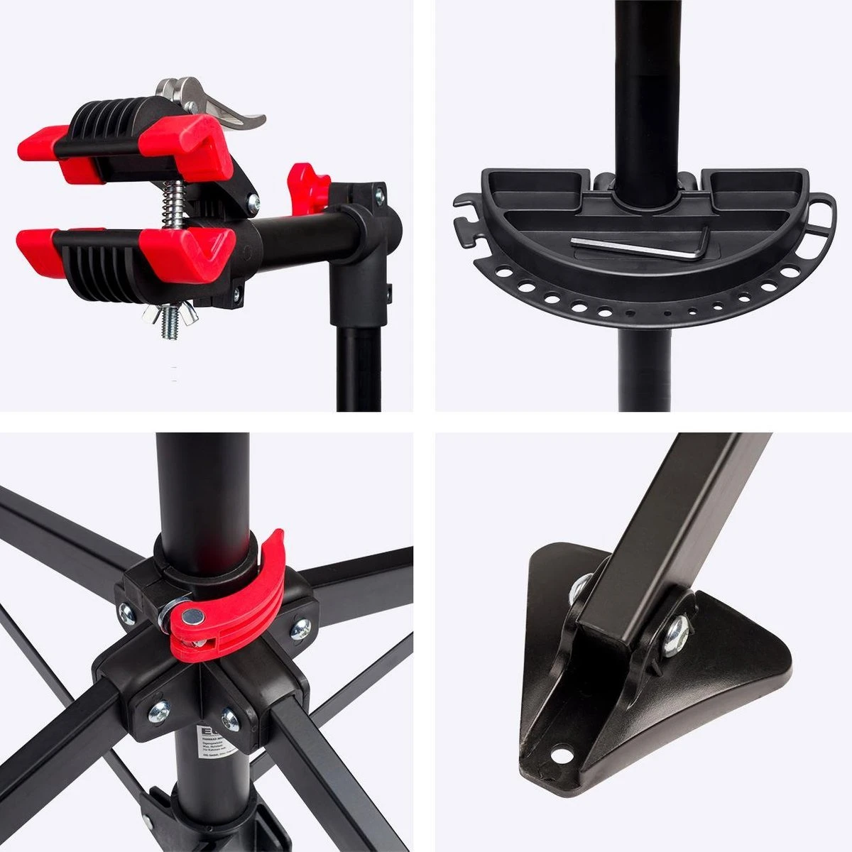 LifeGoods Fiets Montagestandaard - Fietsreparatie Racefiets / MTB - Incl. Stuurhouder - Zwart/Rood - Afbeelding 7