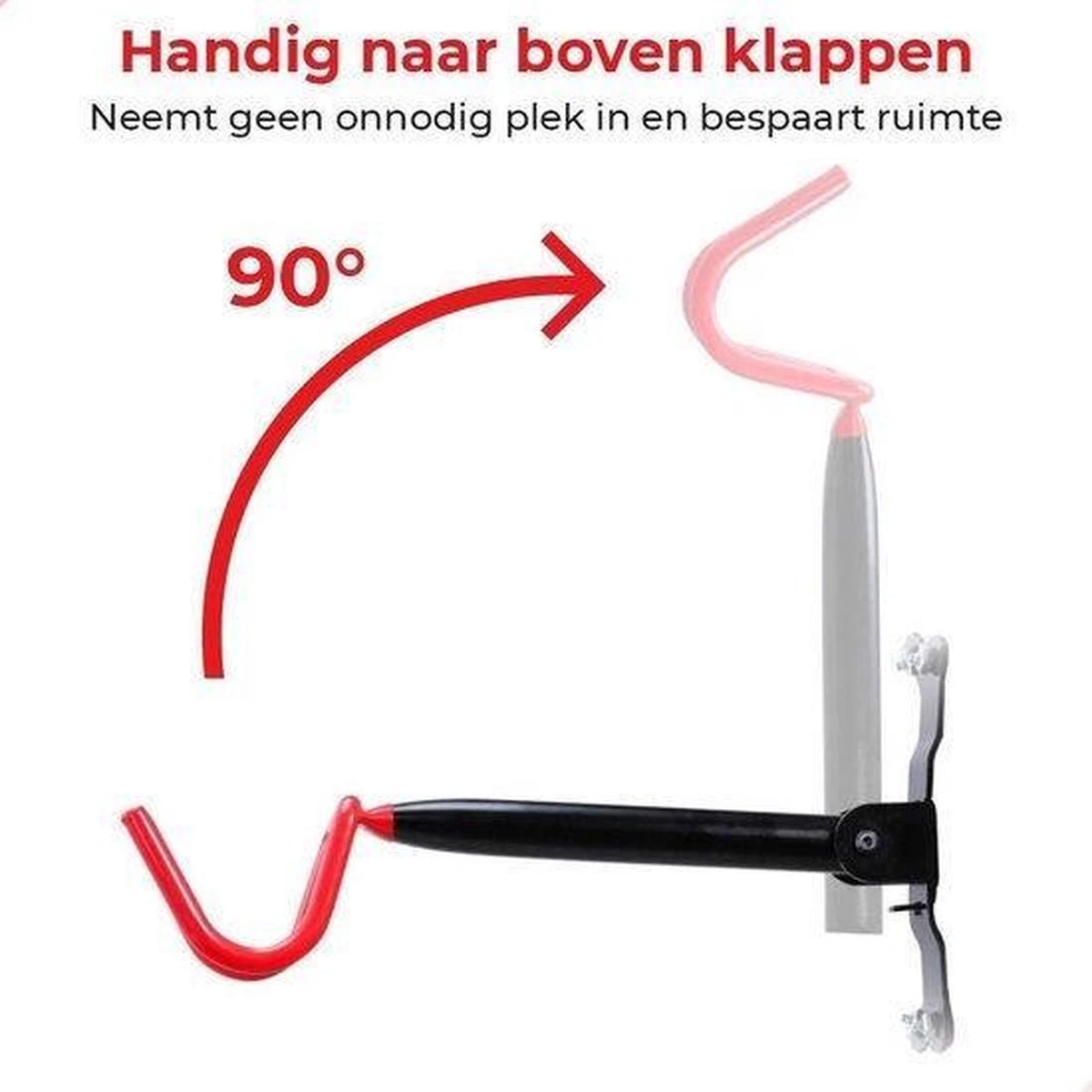 Merkloos Decopatent® Fiets Ophangsysteem Inklapbaar - Fietshaak - Wand Ophangbeugel - Muurbeugel Fiets - Fiets Ophangbeugel - Fietsbeugel - Afbeelding 8