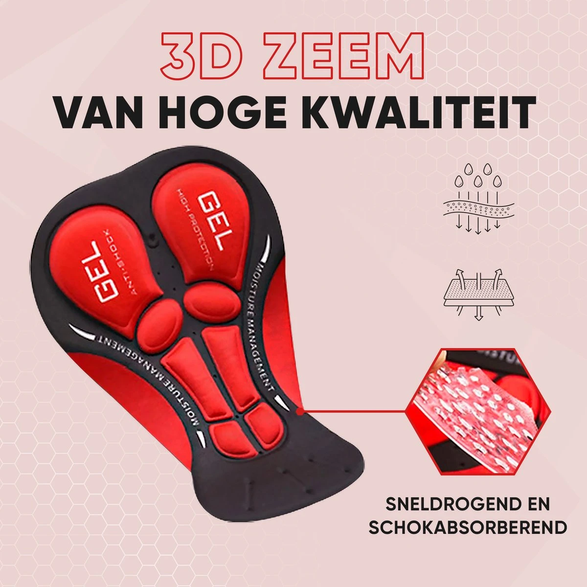 Fietsonderbroek Dames Heren Met Zeem - Fietsbroek - Fietsondergoed - Wielerbroek - 3XL - Afbeelding 2
