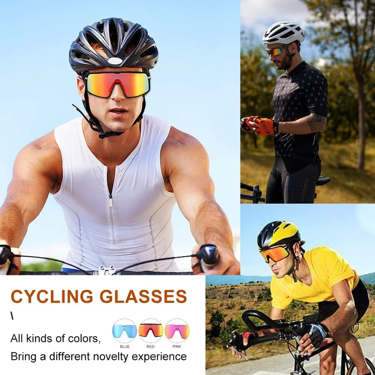 DOWO® - Fietsbrillen - Sportbrillen - Professionele Fietsbril - Lichtgewicht Racefiets - Afbeelding 7