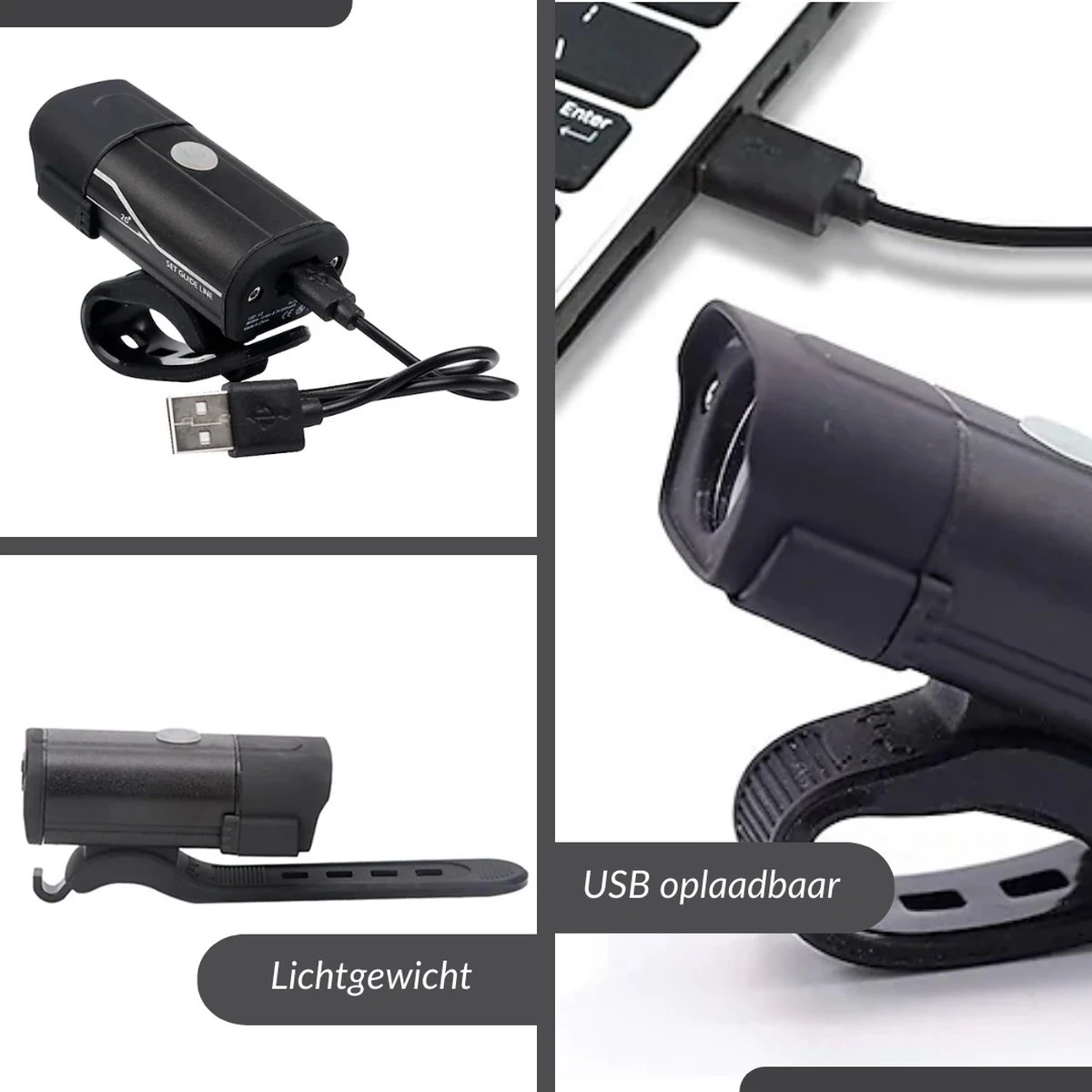 Lovnix - Oplaadbare Fietslamp LED Verlichting Set - USB Oplaadbaar - Fietslicht Met LED Lamp - Voor- En- Achter Licht - Regenbestendig - Geschikt Voor Mountainbike Fietsen Wandelen Speleologie - Afbeelding 15