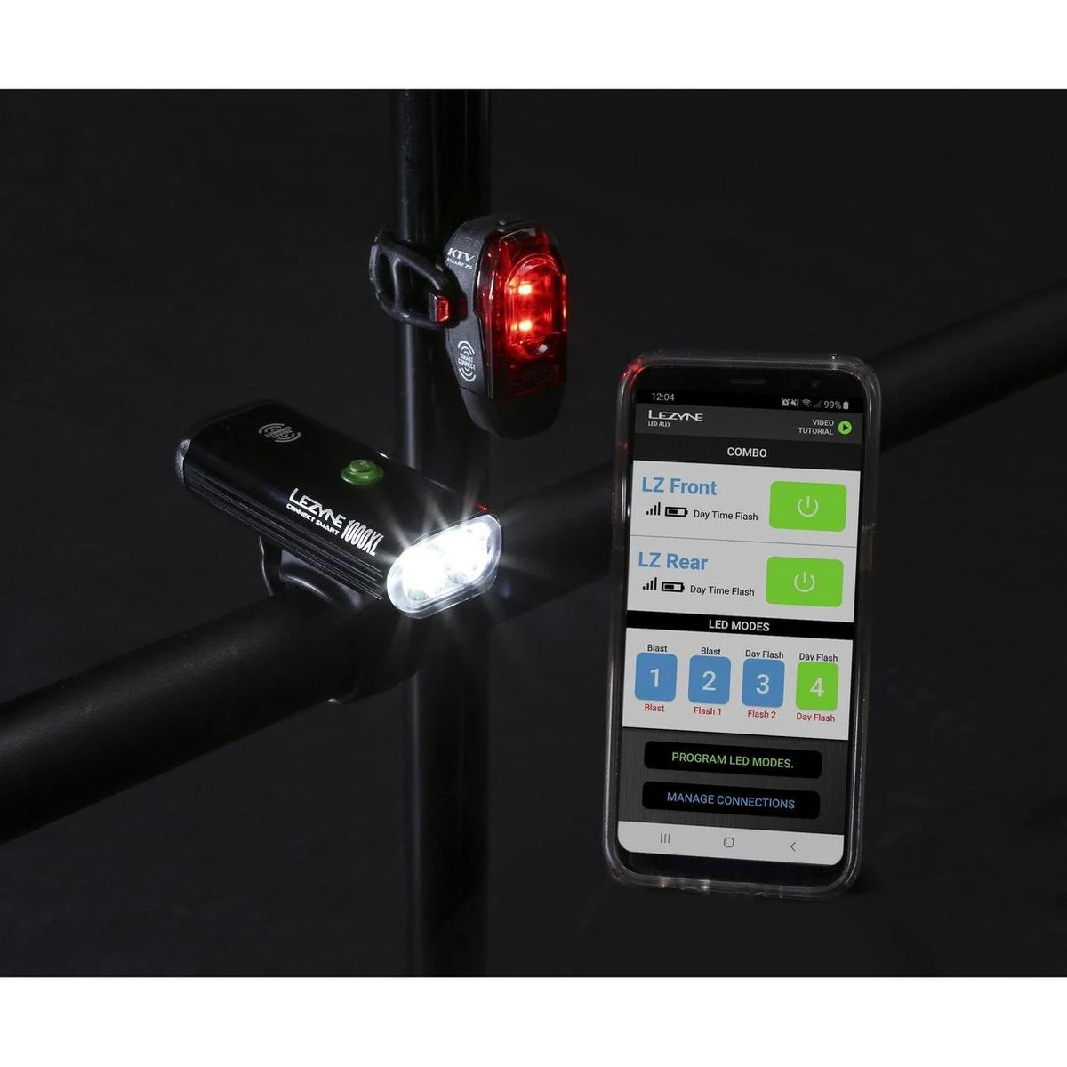 Lezyne Connect Smart 1000XL / KTV Smart Pair Verlichtingsset - 1000 Lumen - Zwart - Afbeelding 12