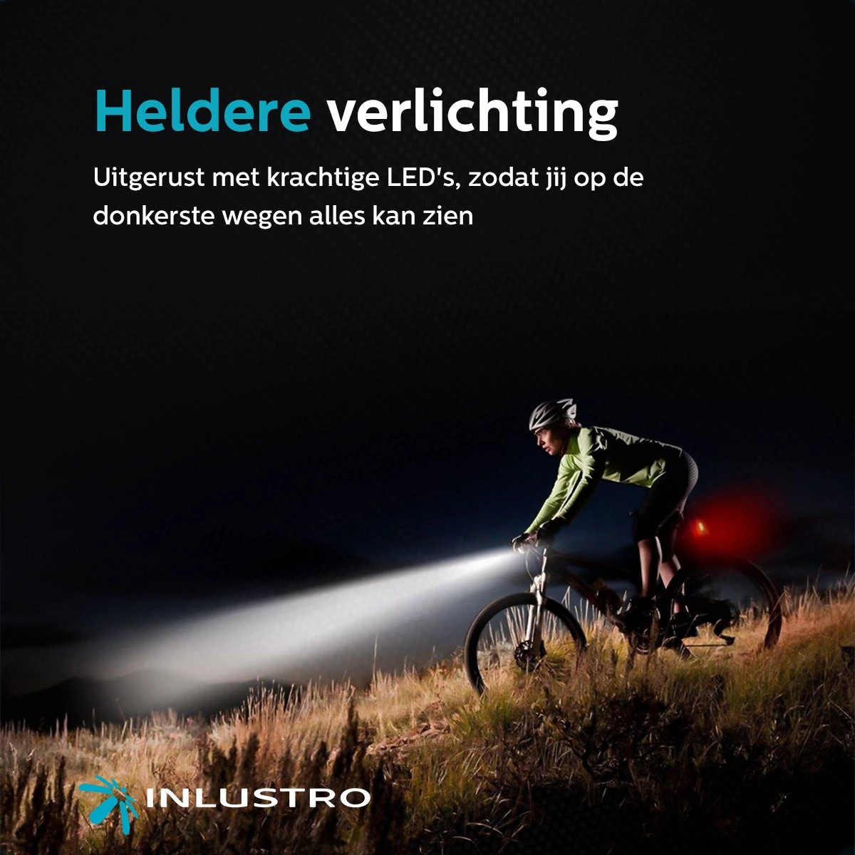 Inlustro Fietslamp Set - Voorlicht / Achterlicht - LED Fietslampjes Rood En Wit - Fietslicht Koplamp - Waterdicht - USB Oplaadbaar - Afbeelding 5
