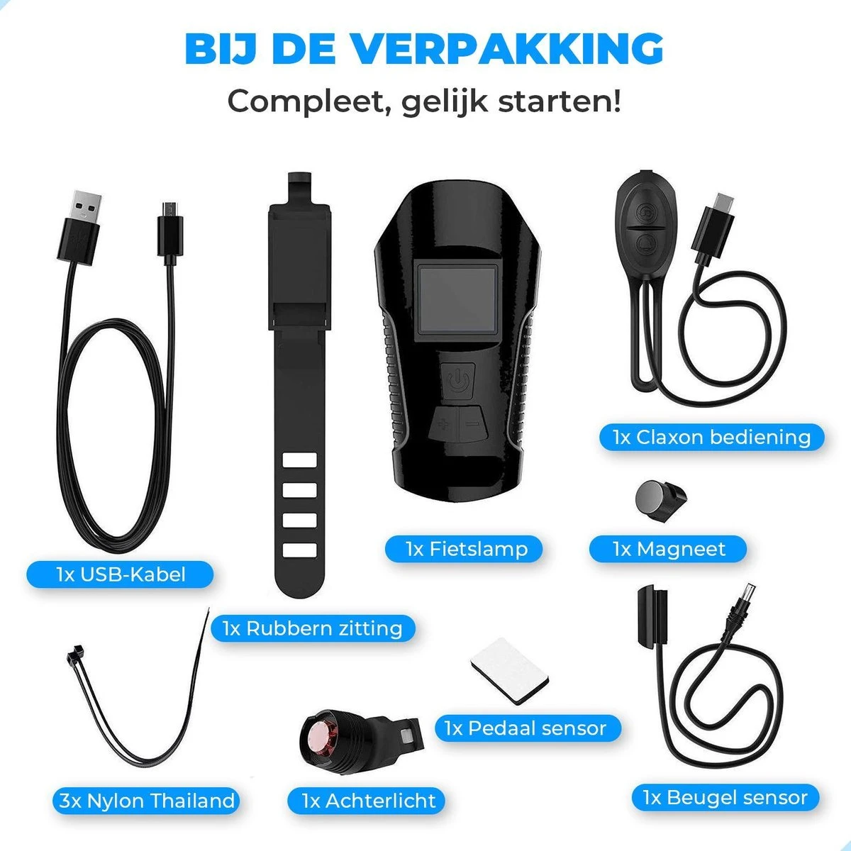Seidon™ - Fietslamp - Fietsverlichting - Fietslampjes - Fiets Snelheidsmeter - LED Display - Klok - Fietsbel - Afbeelding 12