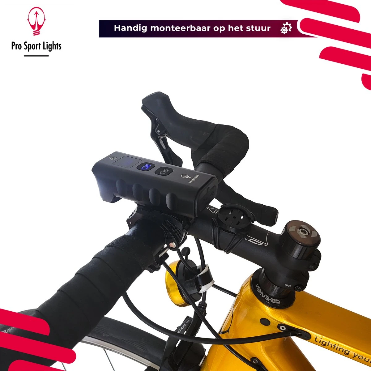 Pro Sport Lights Performance 1800 Lumen Fietslamp Voorlicht - Fietsverlichting USB Oplaadbaar - Koplamp Fiets - LED Racefiets / Mountainbike - Afbeelding 2