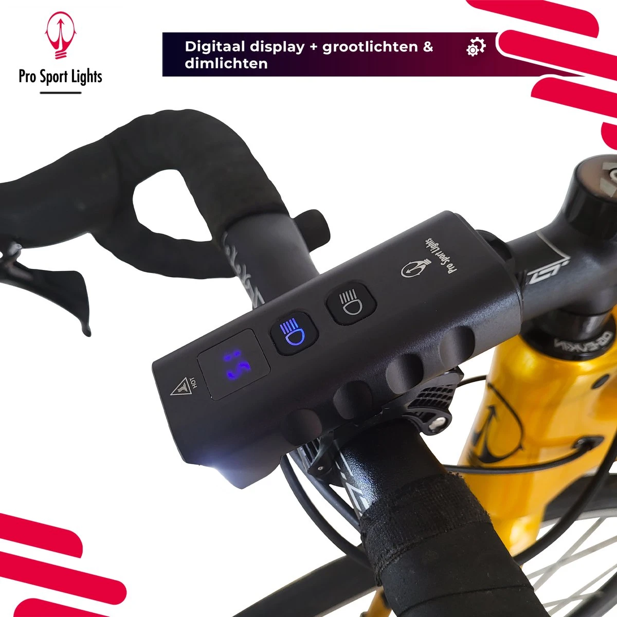 Pro Sport Lights Performance 1800 Lumen Fietslamp Voorlicht - Fietsverlichting USB Oplaadbaar - Koplamp Fiets - LED Racefiets / Mountainbike - Afbeelding 13