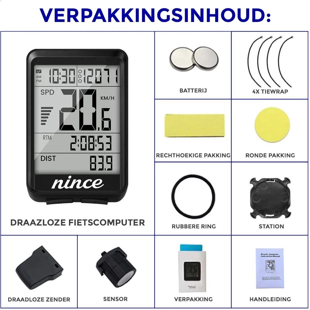 Nince Draadloze Fietscomputer Van Hoge Kwaliteit 2022 Model - Fiets Computer Draadloos Waterdicht - Afbeelding 3