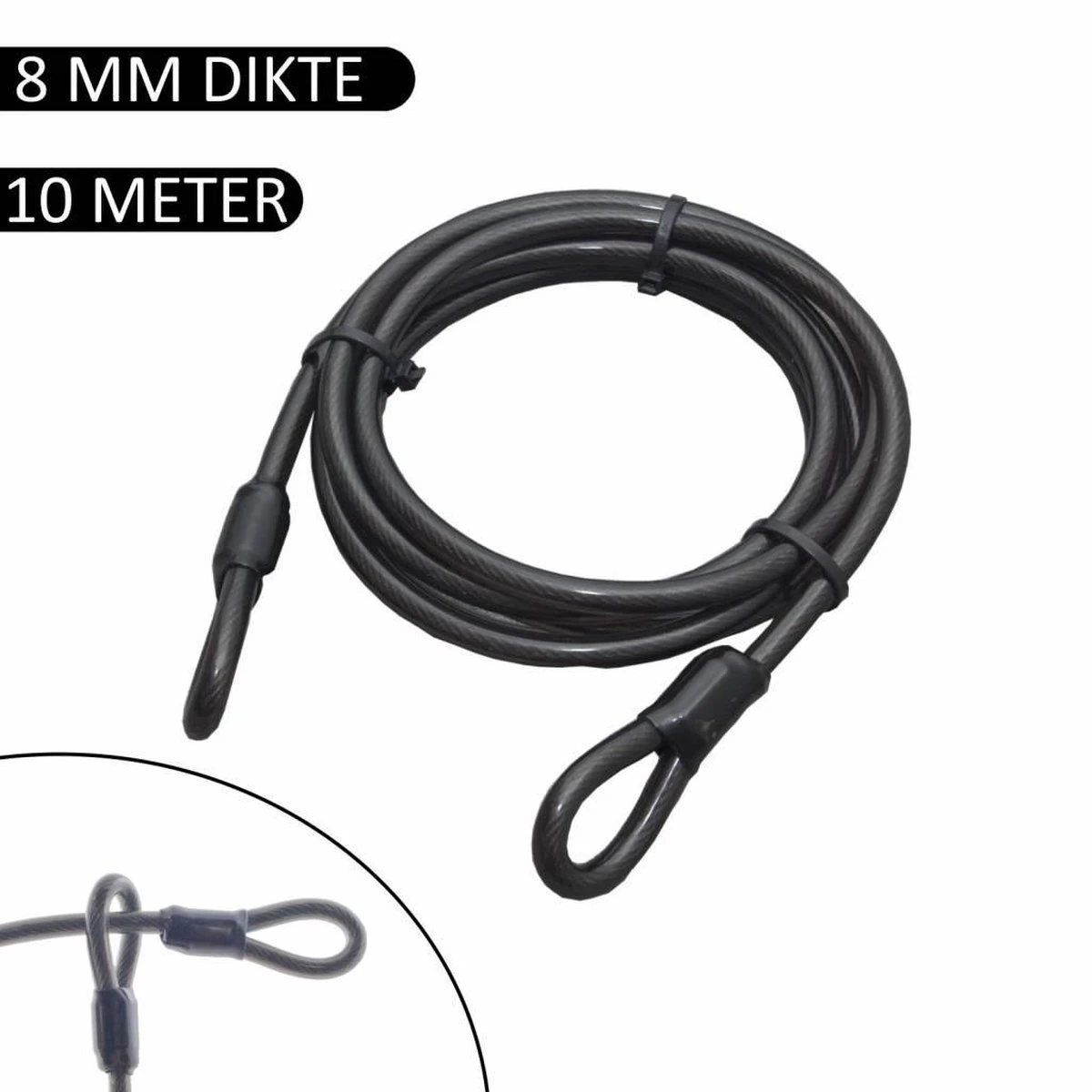 Stahlex Staalkabel 10 Meter X 8 Mm Met Lussen Geplastificeerd - Afbeelding 2