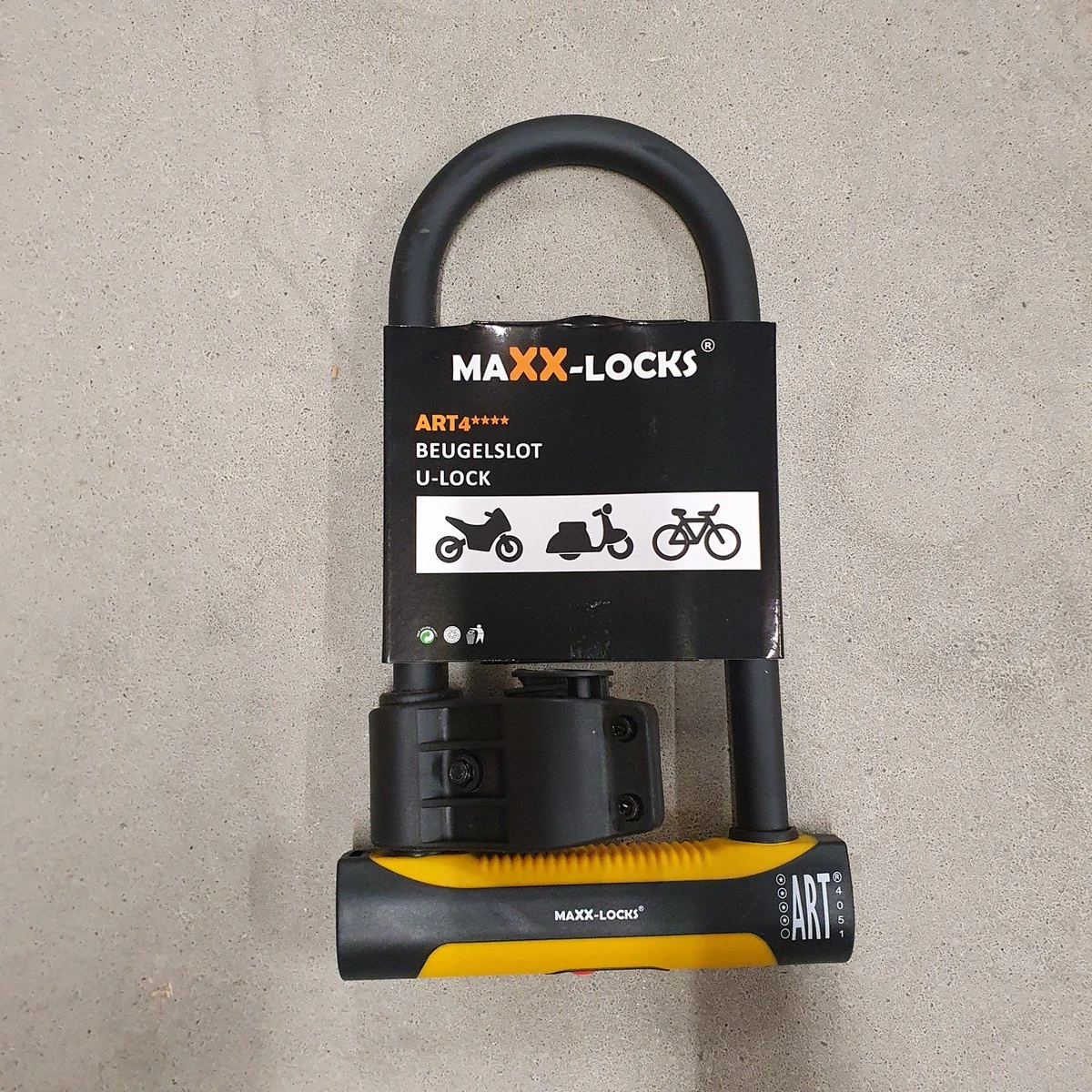 Maxx-Locks Raglan Beugelslot / Fietsslot / Motorslot / Scooterslot ART 4 - Geel - 32 Cm - Afbeelding 3