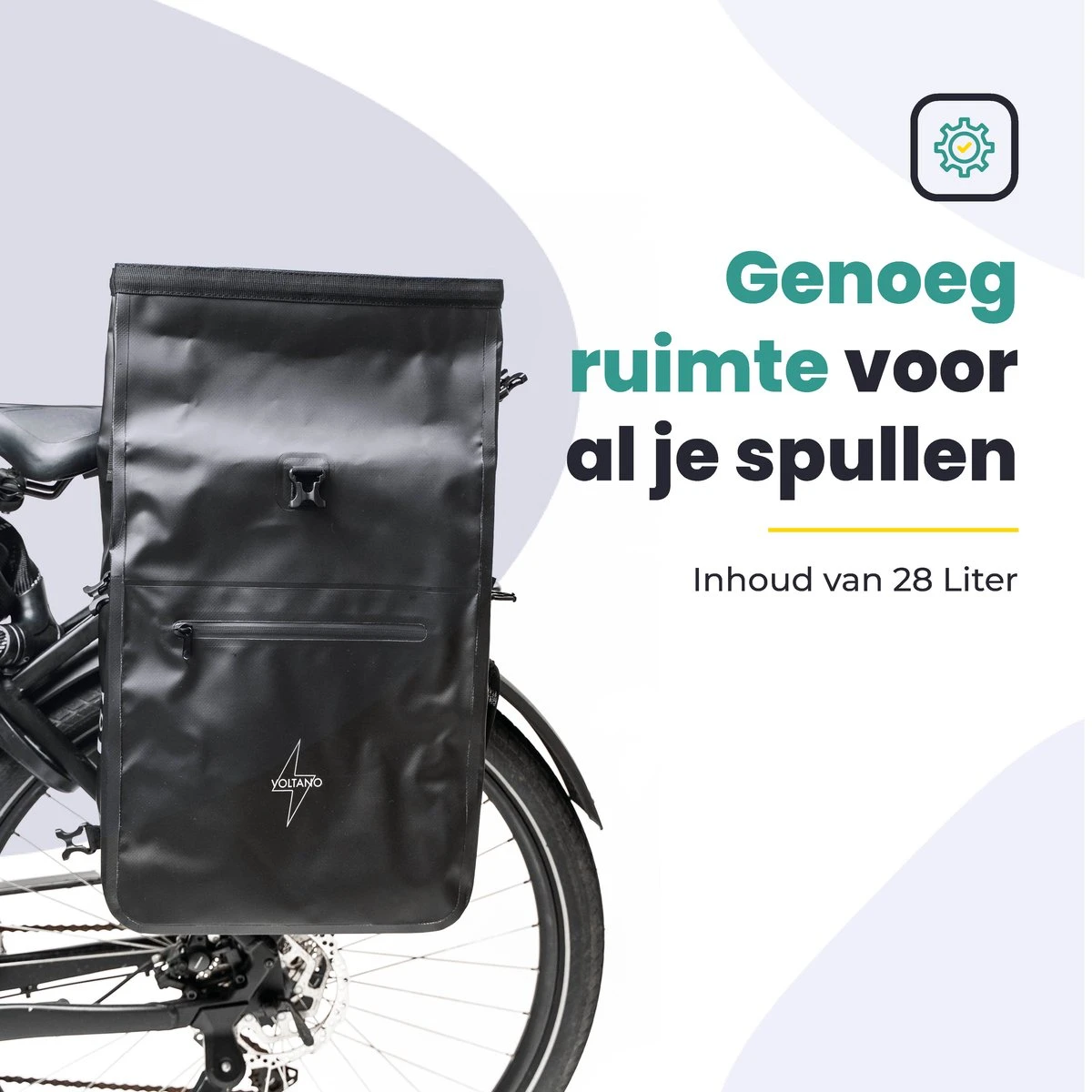 Voltano Luxe Fietstas / Rugtas 28L - Zwart - Enkele Pakaftas - 100% Waterdicht - Met Laptop Compartiment - Afbeelding 2