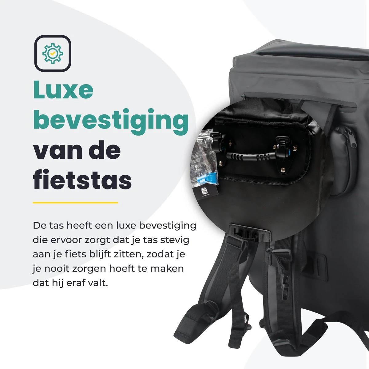Voltano Luxe Fietstas / Rugtas 28L - Zwart - Enkele Pakaftas - 100% Waterdicht - Met Laptop Compartiment - Afbeelding 3