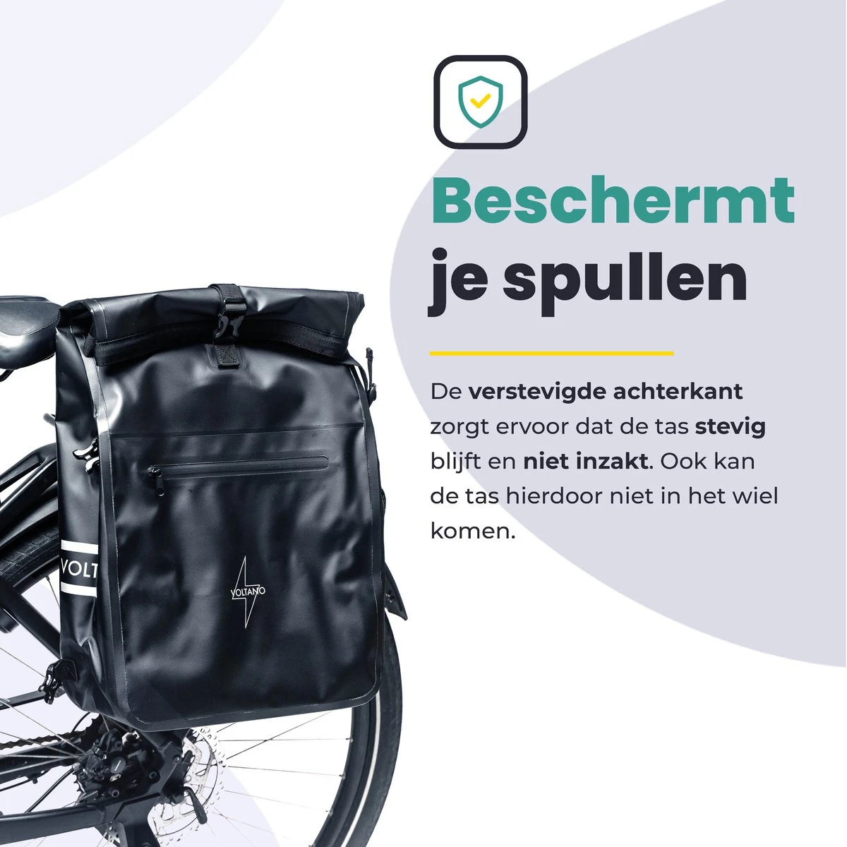Voltano Luxe Fietstas / Rugtas 28L - Zwart - Enkele Pakaftas - 100% Waterdicht - Met Laptop Compartiment - Afbeelding 5