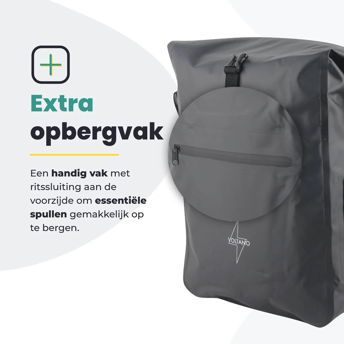 Voltano Luxe Fietstas / Rugtas 28L - Zwart - Enkele Pakaftas - 100% Waterdicht - Met Laptop Compartiment - Afbeelding 9