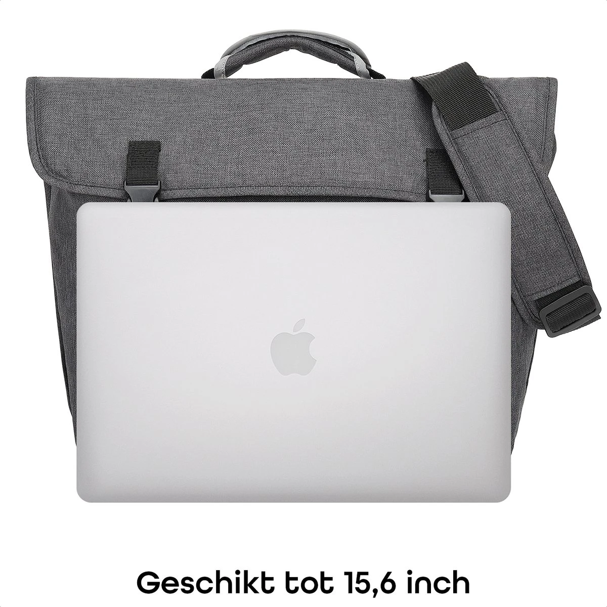Fietstas Laptoptas 15 6 Inch - Schoudertas - Afneembare Enkele Fietstas - Laptop Fietstas Waterdicht - 17 Liter - Antraciet - Afbeelding 2