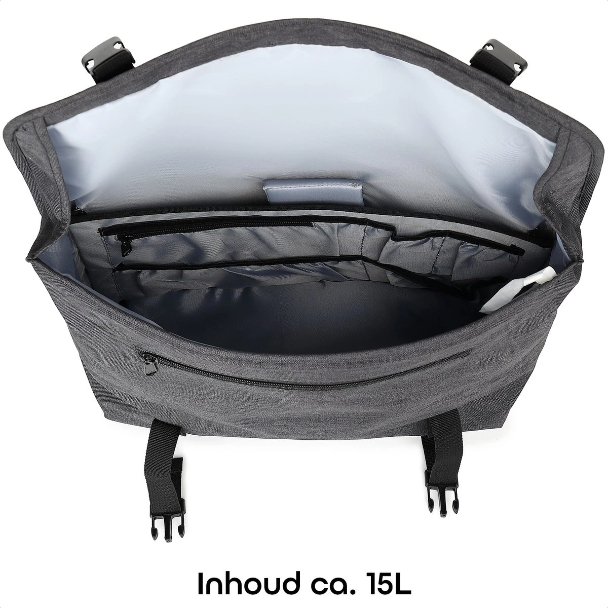 Fietstas Laptoptas 15 6 Inch - Schoudertas - Afneembare Enkele Fietstas - Laptop Fietstas Waterdicht - 17 Liter - Antraciet - Afbeelding 8
