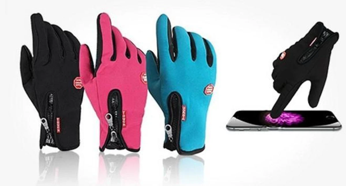 Merkloos Handschoenen - Touchscreen - Grip - Waterafstotend - Thermisch - Wintersport - Ski/Snowboardhandschoenen - Fietshandschoenen - Dames - Maat M - Stretch - Roze - Afbeelding 2