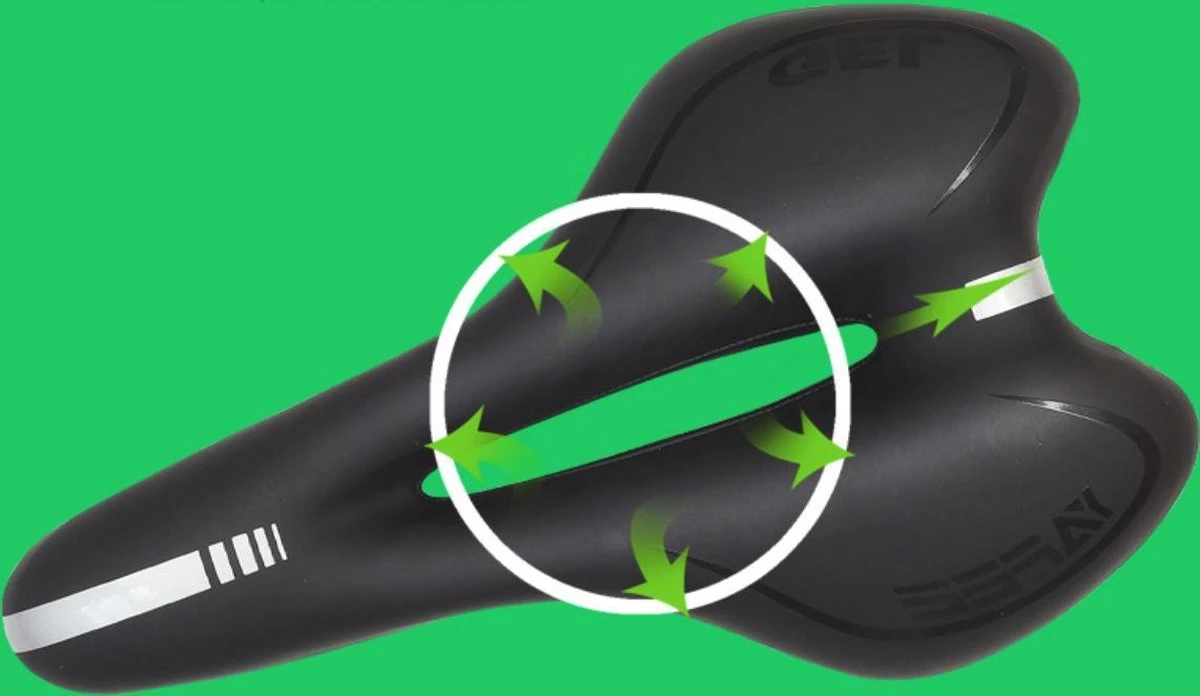 Voltano Trekking Fietszadel - Comfortabel Gel Zadel - Met Uitsparing - Inclusief Zadelstrop - 100% Waterdicht - Unisex - Zwart - Afbeelding 9